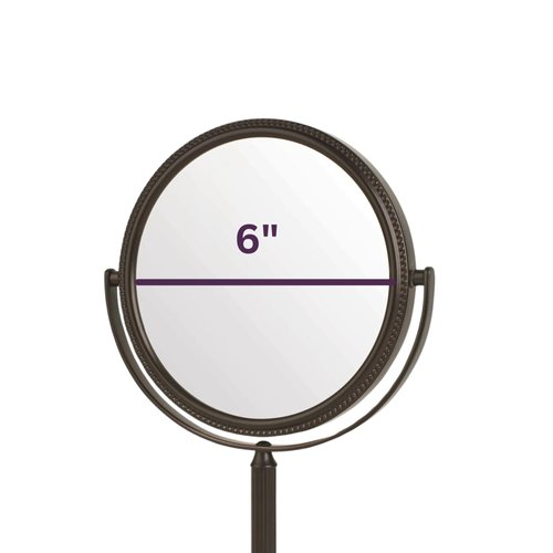 JERDON Two-Sided Tabletop Makeup Mirror - Makeup Mirror with 10X Magnification & Swivel Design - Portable 6-Inch Diameter Mirror in Bronze Finish - Model JP910BZB