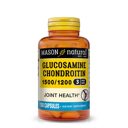 Mason Natural Glucosamine Chondroitin 1500/1200 3 Per Day with Vitamin C - Supports Joint Health, Improved Flexibility and Mobility, 180 Capsules