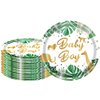 HSPAIDYP 50Pcs 50 Pcs Baby Shower Plates,Safari Animal Jungle Baby Boy Party Supplies,7" Safari Jungle Animals Paper Plates for Jungle Theme Baby Boy Birthday Party Decor