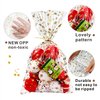 LEOSINDA 100 pcs Clear 5"X 11" Flat Gift Wrap Cellophane Bags Cello Bags Cookie Bags Treat Bags with Twist Ties Poly Bag 1.3 mil for Bakery, Cookie, Candies Gold Star Printed