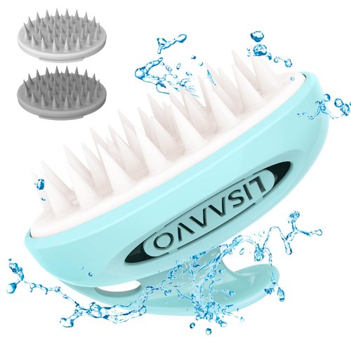 LISAAVO Scalp Massager hair growth 3 Pack, Scalp Brush Massager, Non-Stick Bristles, 4-Tier Length, Hair Massager Scalp for Hair Growth, Scalp Exfoliator Brush, Head Massager Scalp, 3 Hardness, Blue