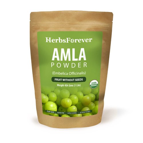 Herbsforever Amla Powder – Phyllanthus emblica – Source of Vitamin C – Rich in Antioxidants & Immunity Booster – Non GMO, Organic, Vegan – 454