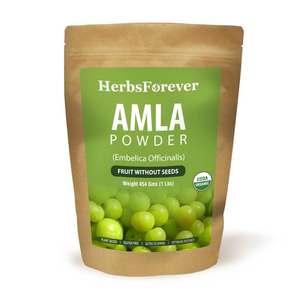 Herbsforever Amla Powder – Phyllanthus emblica – Source of Vitamin C – Rich in Antioxidants & Immunity Booster – Non GMO, Organic, Vegan – 454