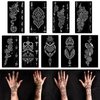 Henna Tattoo Stencils kit,Reusable Henna Stencils for Hand Forearm Glitter Airbrush DIY Tattooing Template, Indian Temporary Tattoo Stickers for Women Girls（8.2" x 4.7"）