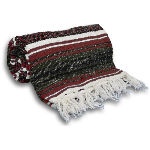 YogaAccessories Traditional Mexican Yoga Blanket - Burgundy