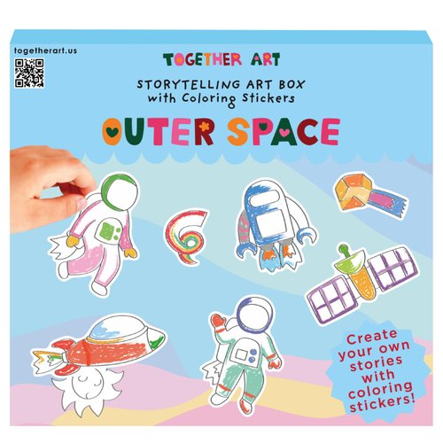 Together Art Outer Space Storytelling Art Box – 7 Backgrounds & 9 Coloring Sticker Sheets, Creative Projects for Kids Age 3+, Family-Friendly