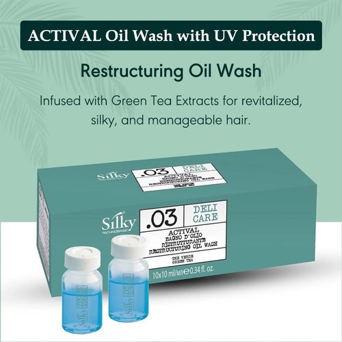 SILKY Technobasic .03 Organic Restructuring Hair Oil Wash-Hair Growth Oil for Frizz Control-Paraben, Phthalate and Sulfate Free Moisturizing Hair Oil for Dry Hair-Pre-Wash Hair Oil 10 ml x 10 Pieces