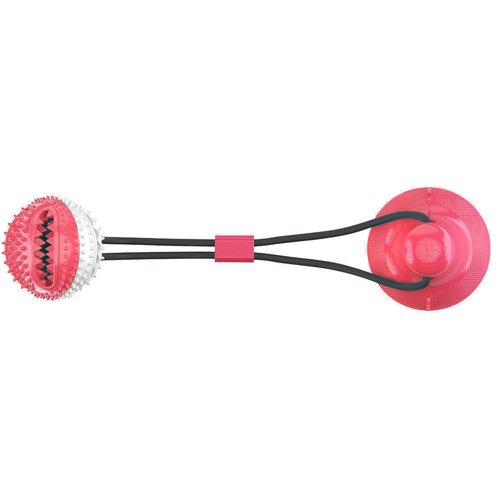 Pet Life Grip N Play Treat Dispensing Ball Shaped Suction Cup Dog Toy, Red