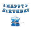 38Pcs Battleship Theme Birthday Party Supplies and Decorations Naval Happy Birthday Banner,Latex Balloon, Cupcake Toppers, Set Nautical Birthday Party Supplies for Kids Family