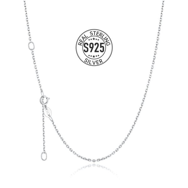 Silvora 16 Inch Chain Necklace 1.5mm Thin Silver Chain,Adjustable Chain Choker Necklace for Women