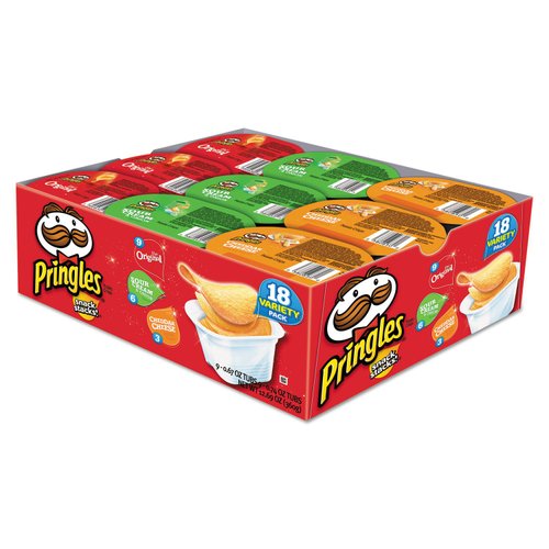 Pringles Snack Stacks, 3-Flavor Variety Pack (9-Original, 6-SourCream & Onion, 3-Cheddar Cheese), 18-Count, 0.74-Ounce Packages (Pack of 2)