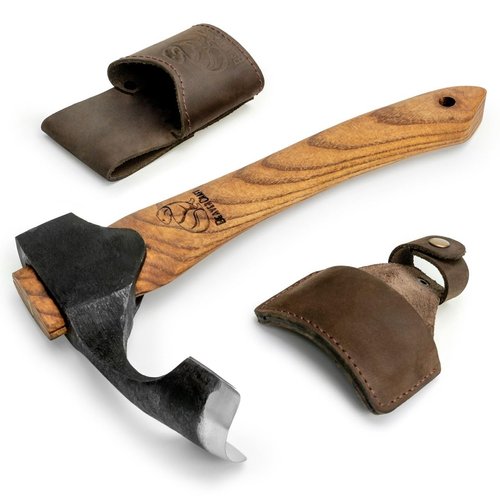 BeaverCraft Forged Adze Woodworking Bowl Adze with Wooden Handle Woodcarving Curved Adze - Wood Carving Axe Gutter Adze - Hand Wood Carving Tools Whittling Tools AX2
