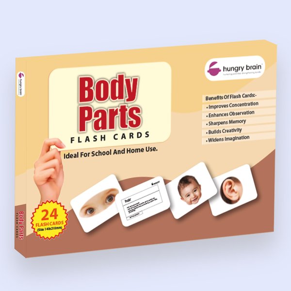 hungry brain Flash Cards for Toddlers, 24 Body Parts Flashcards, Double-Sided, Montessori, Educational, Kindergarten - Preschool Learning Activities, Gifts for Kids, 1, 2, 3, 4 Years Babies