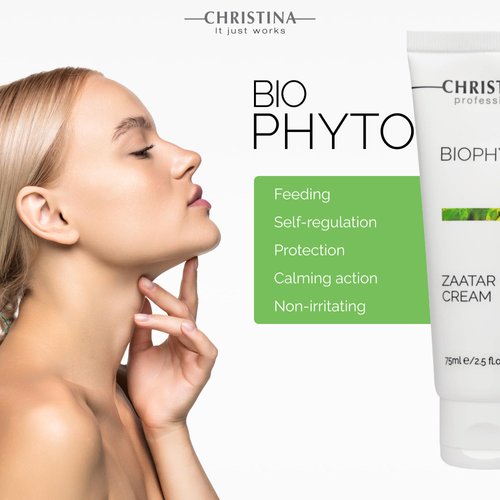 -CHRISTINA- Biophyto Zaatar Cream - 75ml - Vitamin E and Retinol Cream with Thyme & Marjoram Oil for Skin Repair - Balancing Cream for Combination, Dry, Normal, Oily and Sensitive Skin