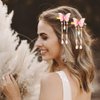 Bartosi Butterfly Hair Clips Pink Butterfly Hair Barrettes Bride Wedding Hair Pins Tassel Bridal Hair Accessories for Women and Girls (Pack of 2)