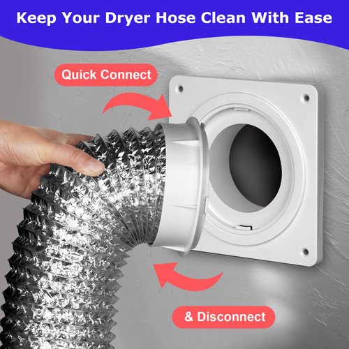 Senshare Dryer Vent Connector Kit, Dryer Vent Wall Plate with Quick Connect & Disconnect, Twist Lock Dryer Duct Connector Kit Fits 4 Inch Tubes, Covers Area 7 Inch x 7 Inch, for Dryer Washer Bathroom