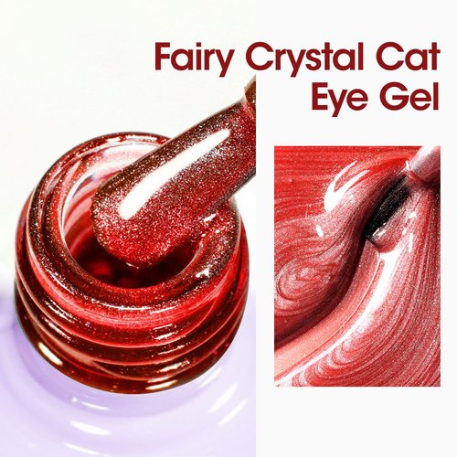 Gellen Cat Eye Gel Nail Polish - 18ml Burgundy Red Gel Polish with Magnet Stick Glitter Reflective Holographic Nail Polish UV Gel Valentine Nail Art