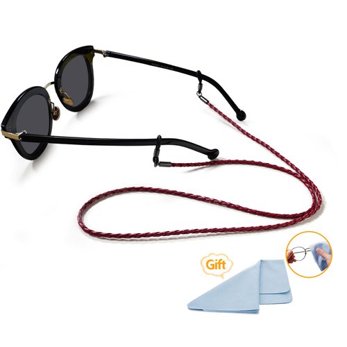 BILIONE Eyeglass Straps, 6PCS Premium Leather Textured Braided Sunglass Necklace Chains, Eyewear Retainer for Men and Women, Glass Cord Lanyard Around Neck for Kids