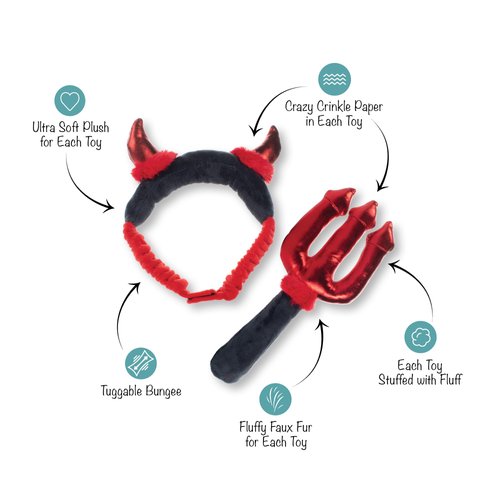 Fringe Studio Wear & Play Plush Dog Toy, Cute Lil Devil, 2 Piece Set, PetShop Collection (638010)