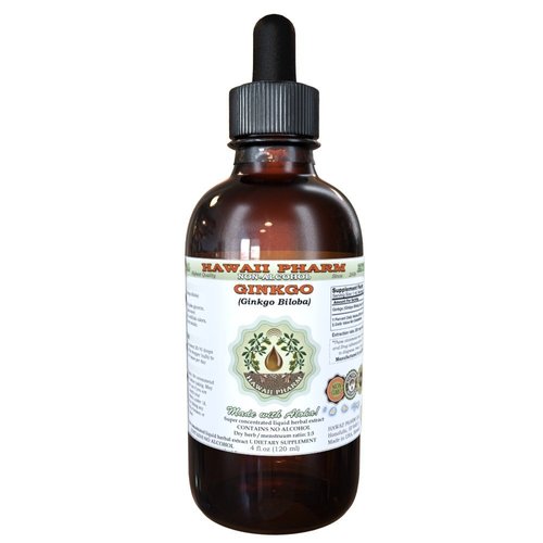 Ginkgo Alcohol-Free Liquid Extract, Organic Ginkgo (Ginkgo Biloba) Dried Leaf Glycerite Hawaii Pharm Natural Herbal Supplement 4 oz