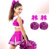 Canlierr 2 Pack 14 Inch Metallic Cheerleading Pom Poms with 2 PCS Cheerleader Hair Bows for Kids Adults Team Spirit Cheering Football Baseball Softball Dance(Rose Red)