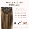 GOO GOO Clip in Hair Extensions Real Human Hair, 18inch 120g 7Pcs, 4/27/4 Balayage Chocolate Brown to Caramel Blonde, Remy Human Hair Extensions Clip ins for Women, Natural Human Hair