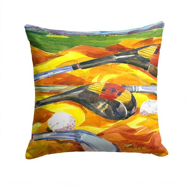 Caroline's Treasures 6063PW1414 Golf Clubs Golfer Fabric Decorative Pillow Machine Washable, Indoor Outdoor Decorative Pillow for Couch, Bed or Patio, 14Hx14W
