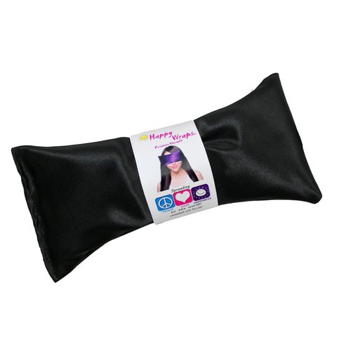 Happy Wraps Lavender Eye Pillow - Hot Cold Aromatherapy Satin Eye Mask for Yoga, Sleeping, Migraines, Stress, Relaxation - Gifts for Women, Birthdays, Coworkers, Christmas - Onyx