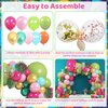 158Pcs Tropical Balloon Arch Garland Kit, Hawaiian Luau Aloha Flamingo Summer Beach Party Decorations Green Pink Orange Confetti Balloons Palm Leaves