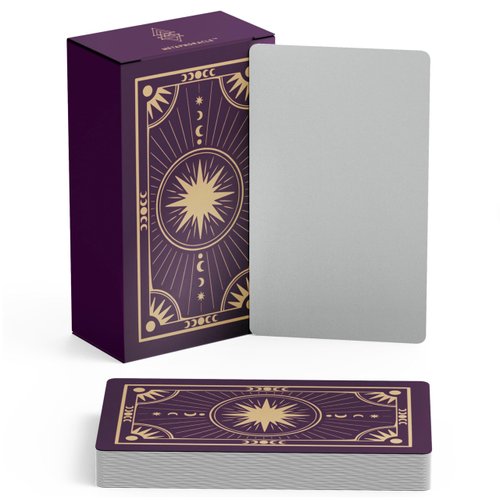 Metaphoracle Create Your Own Oracle Cards - DIY Blank Tarot Cards - Deck of 80 Blank Oracle Cards with Celestial Gold Foil Design - Standard Tarot Card Size 4.75 inches x 2.75 inches (Purple)
