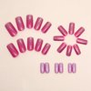 Hot Pink Press on Nails Medium Square Fake Shiny Nail False Nails Full Cover Acrylic Artificial Nails with Designs Glitter Glossy Glue on Nails Press ones Stick on Nails for Women Nail Manicure 24Pcs
