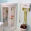 Dollhouse Shower Room Miniature Furniture Bathroom Accessories 1:12 Mini House Wooden White Cubicle House Corner Simulation Building Birch