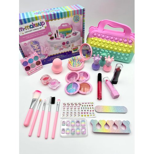 Duatantgz Princess Makeup Toy Set with Mirror, Brushes, Nail Polish, and More for 5+ Year Old Gir...
