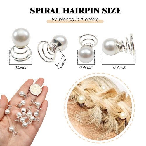 TUUXI 84 Pcs Spiral Hair Pins Hair Pearls Hair Jewelry Hair Twister Screws for Women Bun Wedding Bridal Bridesmaids Prom