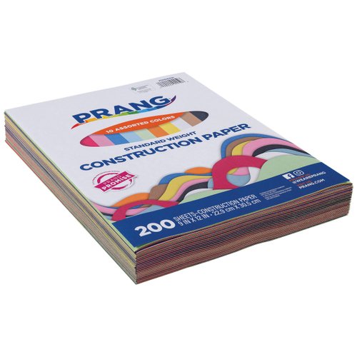 Prang (Formerly Art Street) Standard Weight Construction Paper, 10 Assorted Colors, 9" x 12", 200 Sheets