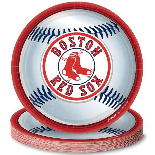 Boston Red Sox™ Round Disposable Party Plates - 9" (Packs of 18) - Perfect for Game Day Celebrations & Tailgating