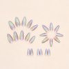 IMSOHOT Almond Press on Nails Medium Aurora Fake Nails Glossy Full Cover Acrylic False Nails Stiletto Chrome Artificial Nails Glue on Nails for Women and Girls 24pcs