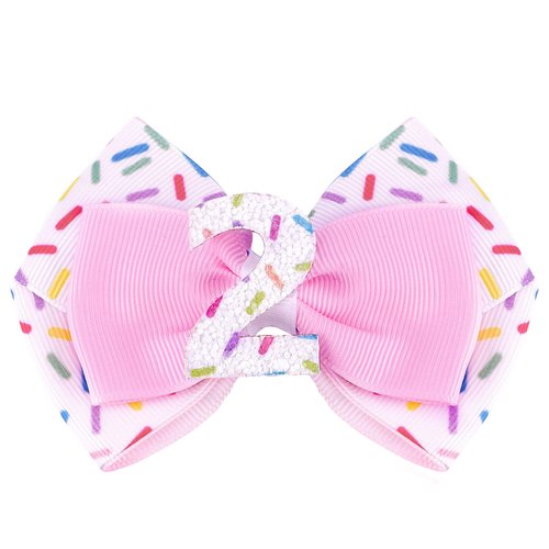 Vovii 2nd Birthday Decorations for Girls，Birthday Girl Bow Hair Clip for 2 Year Old Birthday Decorations, Ice Cream Bow Birthday Party Decorations Happy 2nd Birthday Decorations Outfit for Girls Hair