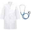 ERDOGLY Doctor Coat for Kids with Working Stethoscope, Kids Doctor Costume Toddler Scientist Lab Coat Dress up Costume for Boys Girls Toys Doctor Kit Halloween Pretend Play Gift