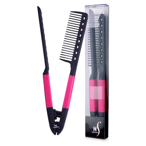 Herstyler Hair Straightening Comb - Flat Iron Comb - Hair Straightener Comb With a Firm Grip - Styling Comb for Women (Pink)