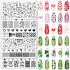 Whaline 6Pcs St. Patrick's Day Valentine's Day Nail Art Stamping Plates Kit Love Heart Spring Shamrock Image Stamp Templates Nail Art Plates Set for DIY Print Manicure Salon Design