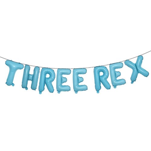 Multicolor Three Rex Balloons - 16 Inch Three Rex Birthday Party Decorations | Dinosaur Balloon, 3 Rex Birthday Decorations | Dinosaur Birthday Party Supplies Decorations (THREE REX Light Blue)