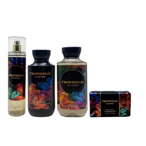 Generic Bath and Body Work Tropidelic - Deluxe Gift Set - Fragrance Mist, Body Lotion, Body Wash and Cleansing Bar
