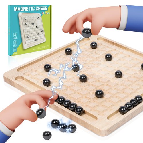 Magnetic Induction Chess Game Set, Commodum 2025 New Table Top Magnet Chess Game, Magnetic Rocks Game Puzzle Toy Family Party Strategy Game for Kids Adults, Magnet Chess Game Board with Stones