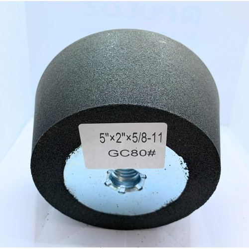 Flaring Cup Grinding Stone with Arbor Thread for Grinding Granite 5X2X5/8-11 (1 Pack) (Green SiC, 80 grit)