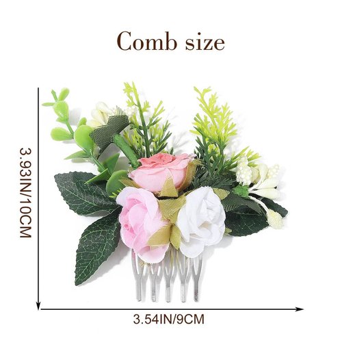 Catery Bride Wedding Burgundy Hair Comb Flower Side Comb Bridal Hair Piece Hair Clip Jewelry Hair Accessories for Women and Girls