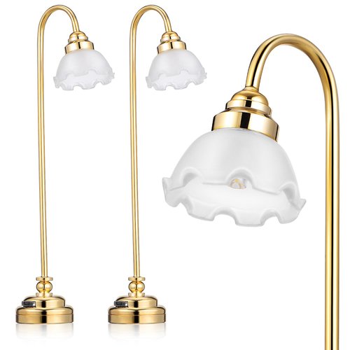 TOYANDONA 2pcs Miniature Dollhouse Lamp, 1 12 Scale Dollhouse Floor Lamp LED Miniature Dollhouse Lights Battery Operated for Dollhouse Decoration Accessories