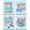 Mermaid Set Art Prints - Beautiful Beach Decor, Nursery Room Cute Print, Mermaid Kids Bathroom Display, Inspirational Quote Children Room Gift, Set of 4 Photos - 8x10 Unframed Art Prints Posters