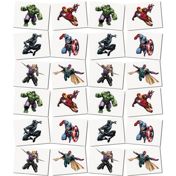 Avengers Temporary Tattoos - Assorted, 24 Pcs