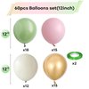 Sage Green Pink Balloon, 60 Packs 12 Inch Olive Green Pink Balloon with Sand White Metallic Gold Balloons for Girls Baby Shower Birthday Jungle Safari Woodland Party Decorations